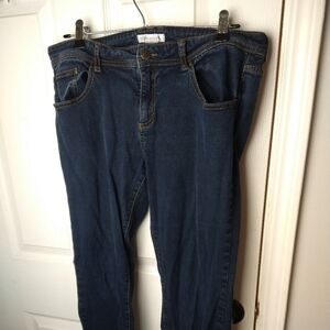 $ Xhilaration blue jeans stretch waist straight leg dark wash 5 pocket jeans. 15